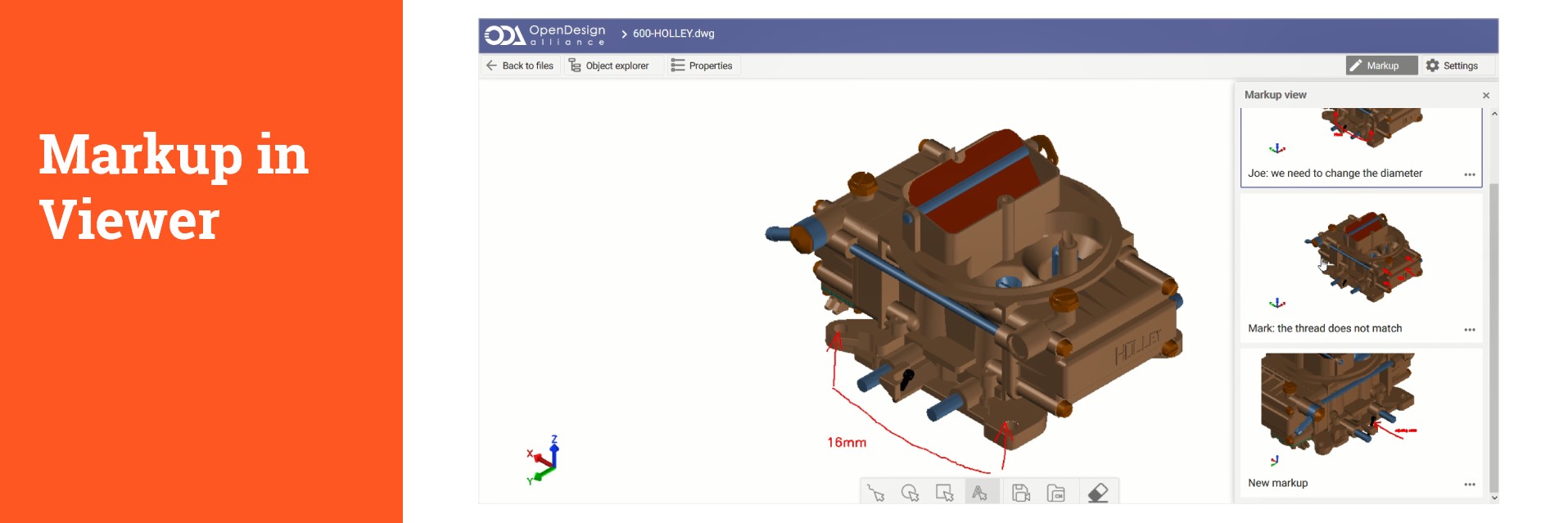 ODA BIM Suite supports markup editing of any CAD or BIM format in one application, on desktop or browser